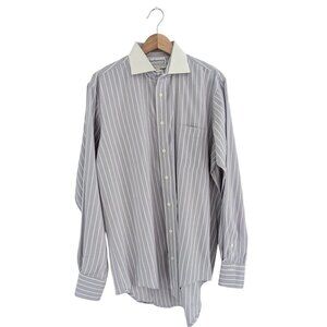 Vintage Burberry Cotton Striped Button Up Long Sleeve Shirt Men's Size 16 - 35